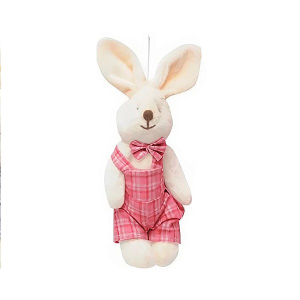 Coelho Xadrez Rosa para Pendurar 15cm  - 1 unidade - Rizzo