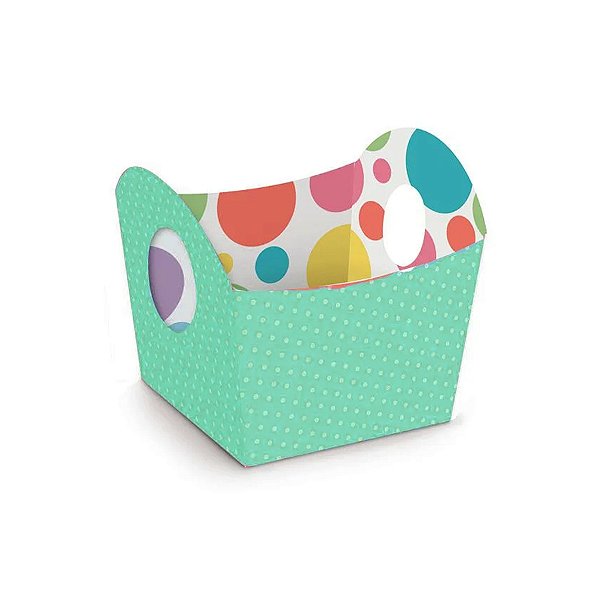 Cestinha de Páscoa Candy Colors Turquesa 7x8x7cm - 10 unidades - Cromus - Rizzo