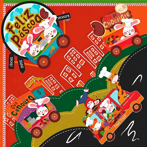 Saco Express 39x39cm para Ovos de 350g a 500g - Food Truck Vermelho - 5 unidades - Cromus - Rizzo