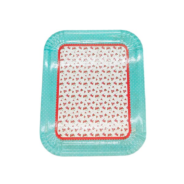 Bandeja Laminada - Azul com Flores - 1 unidade - Cromus - Rizzo