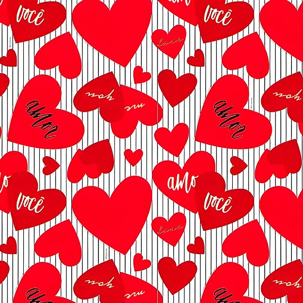 Saco para Presente Decorado - Amo Você - Cromus - Rizzo