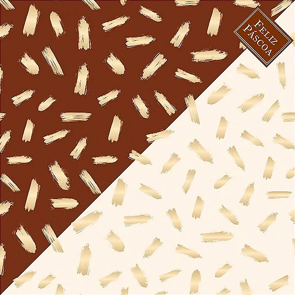 Saco Express 49x49cm para Ovos de 150g a 1kg - Pinceladas Marrom com Marfim - 25 unidades - Cromus - Rizzo