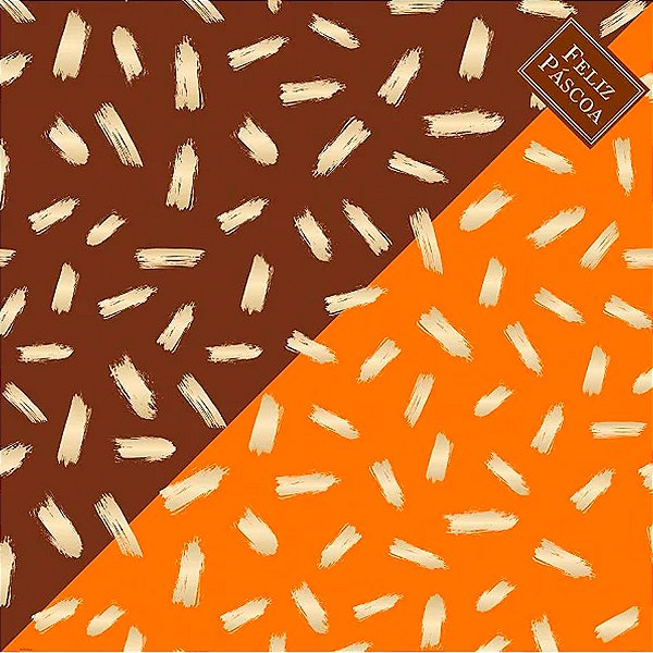 Saco Express 49x49cm para Ovos de 150g a 1kg - Pinceladas Marrom com Laranja - 25 unidades - Cromus - Rizzo
