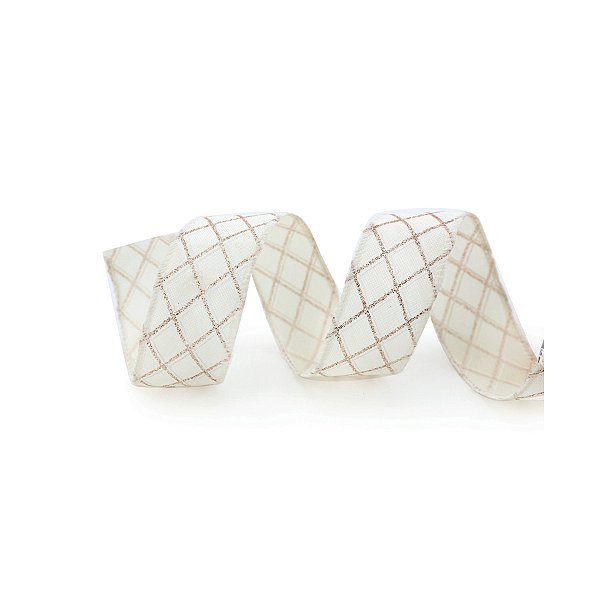 Fita Decorativa de Natal - Nude Losango Prata - 4,4x9,14cm - 1 unidade - Cromus - Rizzo