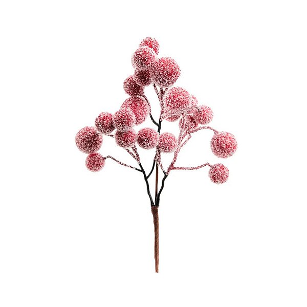 Pick Decorativo de Natal - Frutas Nevada Vermelha - 23cm - 1 unidade - Cromus - Rizzo