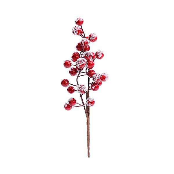 Pick Decorativo de Natal - Galho Frutas Nevada - 30cm - 1 unidade - Cromus - Rizzo
