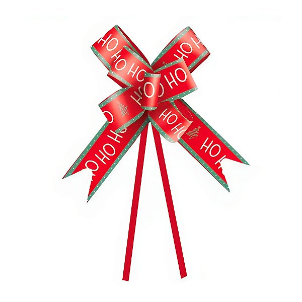 Laço Fácil - Natal "HoHoHo" Vermelho - 30mm  - 10 unidades - Cromus - Rizzo