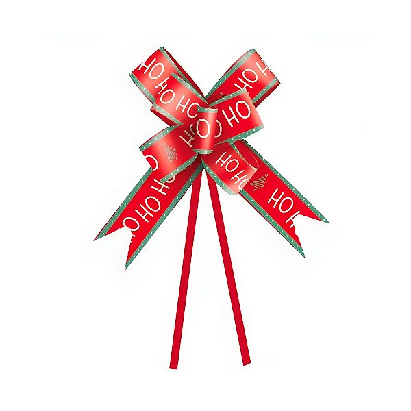 Laço Fácil - Natal "HoHoHo" Vermelho - 18mm - 10 unidades - Cromus - Rizzo