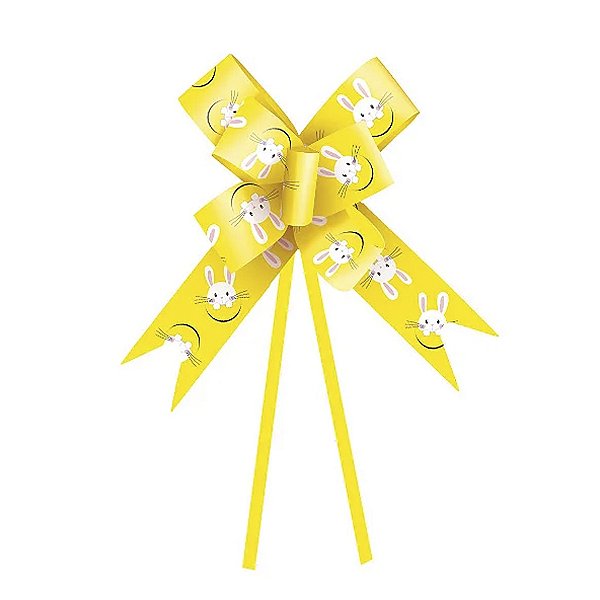Laço Fácil - Coelho Fantasia Amarelo - 23mm  - 10 unidades - Cromus - Rizzo