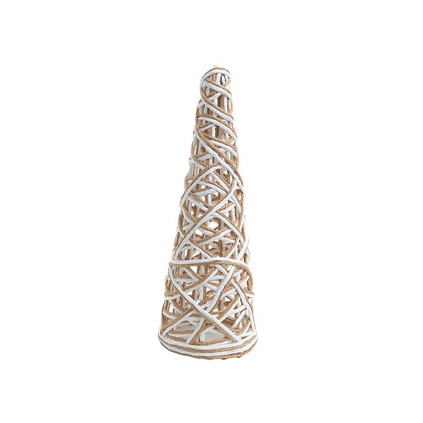 Enfeite Decorativo de Natal - Topiaria de Juta - Natural/Branco - 18cm - 1 unidade - Cromus - Rizzo