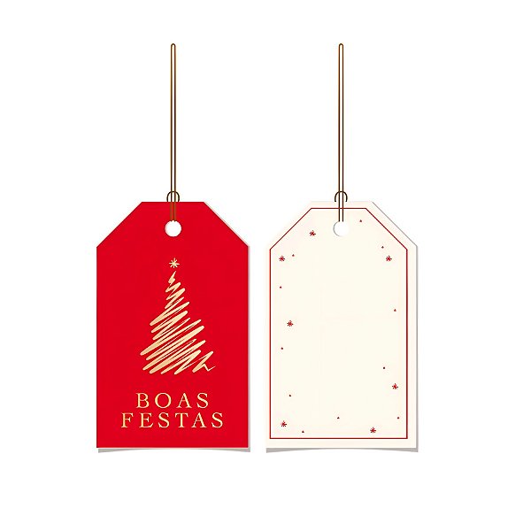 Tag Decorativa de Natal - Boas Festas - 5x8cm - 12 unidades - Cromus - Rizzo