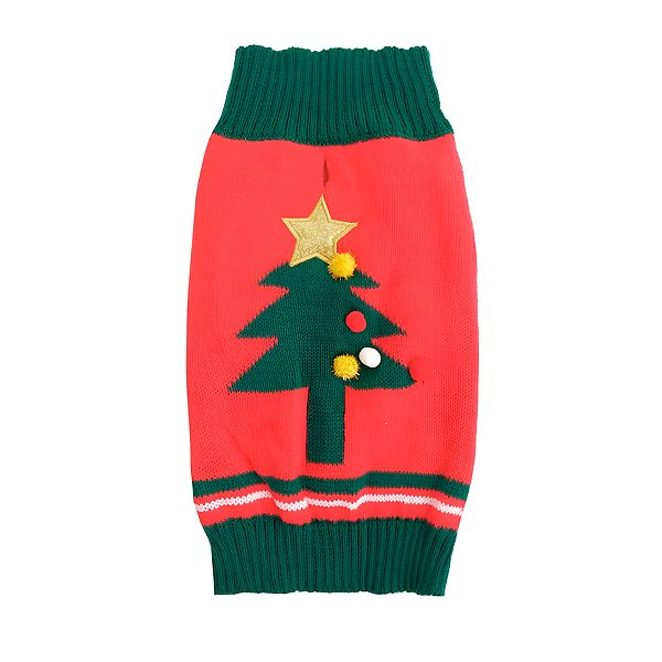 Roupa para Pet de Natal - Pinheiro Vermelho/Verde/Amarelo - 45cm - 1 unidade - Cromus - Rizzo