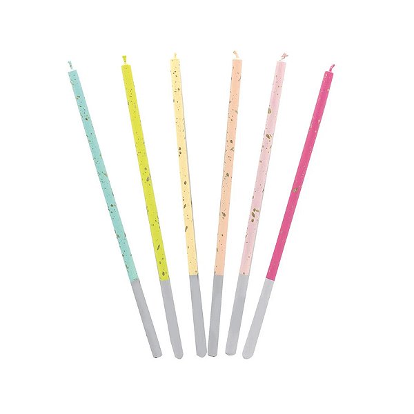 Vela Palito Candy Colors - 15cm - 6 unidades - Cromus - Rizzo