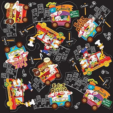 Folha para Ovos de Páscoa Metalizado Food Truck Preto 69x89cm  - 5 unidades - Cromus - Rizzo