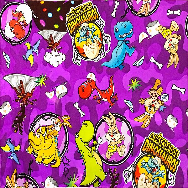 Folha para Ovos de Páscoa Metalizado Dinossauros lilás 69x89cm - 5 unidades - Cromus - Rizzo