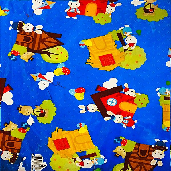 Folha para Ovos de Páscoa Metalizado Os 3 Coelhinhos Azul 69x89cm - 5 unidades - Cromus - Rizzo