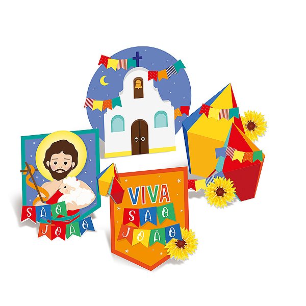 Silhueta Decorativa de Mesa - Noite São João - 4 unidades - Cromus - Rizzo