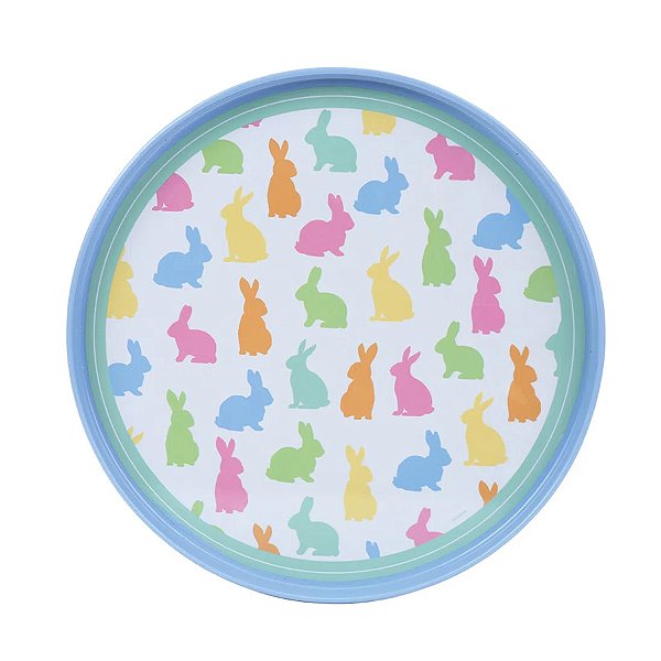 Bandeja Redonda - Collection Bliss Coelhos Coloridos - 1 unidade - Cromus Páscoa - Rizzo