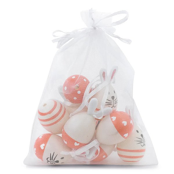 Saco de Ovos de Cordorna Sortidos - Laranja/Branco - 9 unidades - Cromus Páscoa - Rizzo