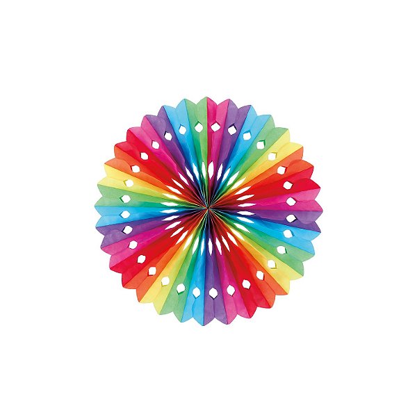 Leque Decorativo de Papel Arco-irís 30cm - 1 unidade - Cromus  - Rizzo