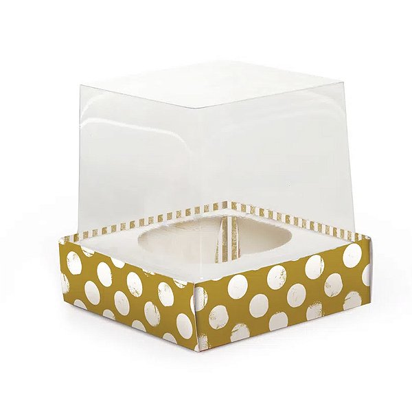 Caixa CupCake Com Tampa Transparente Com 1 Cavidade - (9 x 9 x 9 cm) Shine - 6 unidades - Cromus - Rizzo