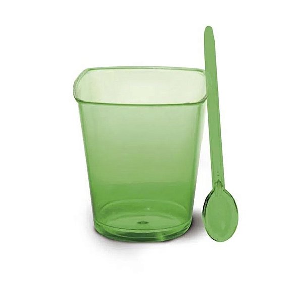 Copinho para Doces Verde Com Colher - 8 unidades - Cromus - Rizzo