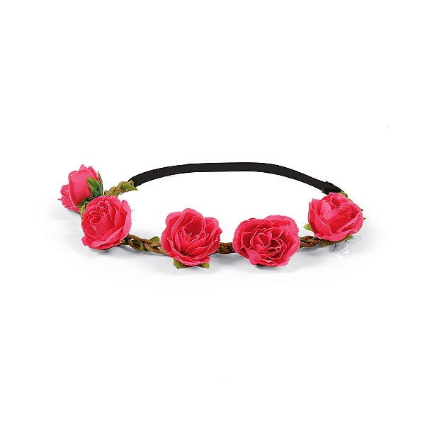 Tiara Floral Rosas c/ Elástico - 1 unidade - Cromus - Rizzo