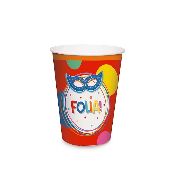 Copo de Papel 240ml - Festa Carnaval  - 8 unidades - Cromus - Rizzo