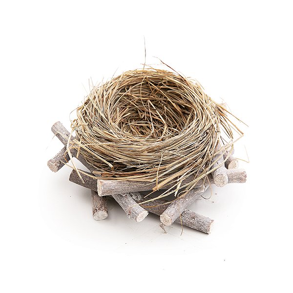 Ninho de Páscoa com Base de Madeira Marrom e Verde Rústico (20cm) - 1 unidade - Cromus -