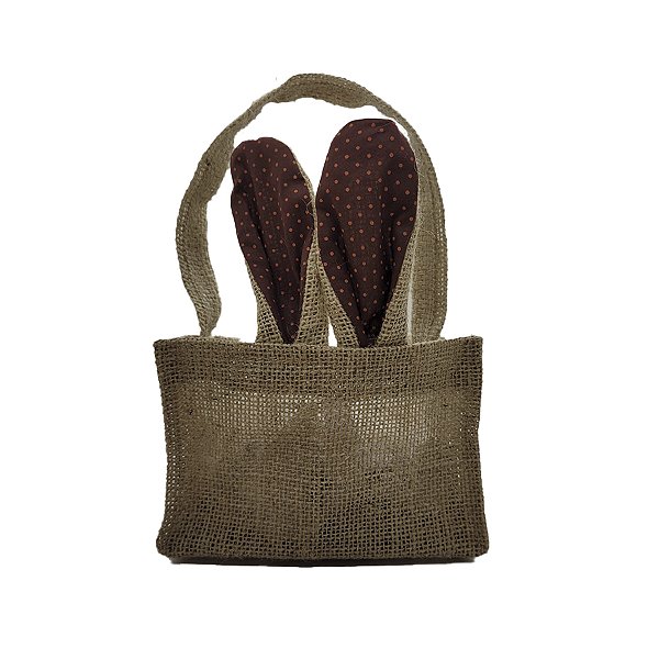 Cesta de Juta de Páscoa com Orelha Marrom Poá - 1 unidade - EcoArt - Rizzo