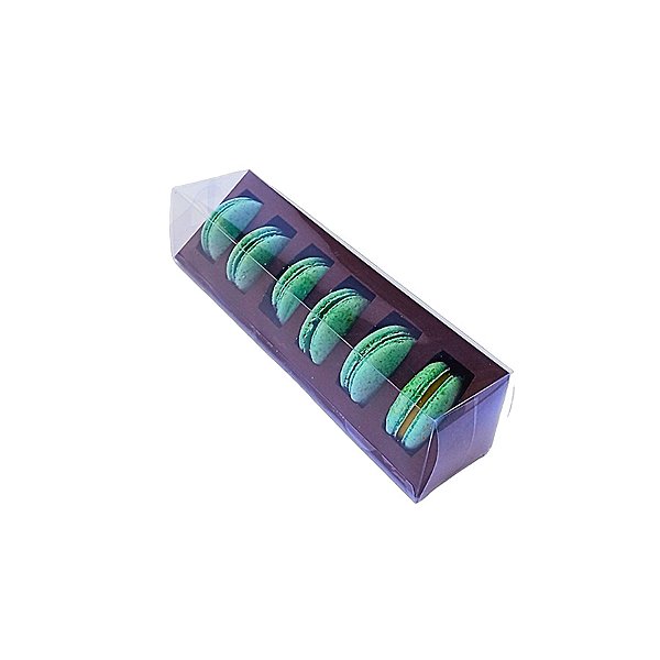Caixa triângulo com berço para 6 macarons - Marrom Fosco - Ref.C6MBTFM - 3 unidades - San Felipo - Rizzo