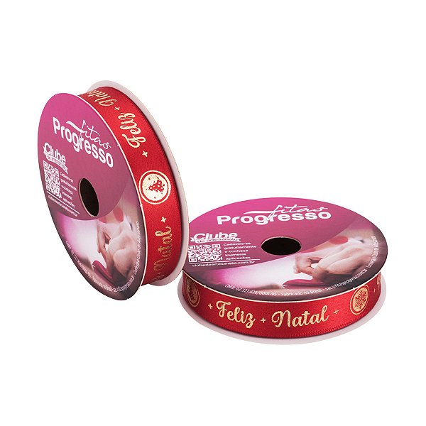 Fita de Cetim ECF003H 15mm - Cor 466 - Feliz Natal - Rolo 10 metros  - 1 unidade - Progresso  - Rizzo