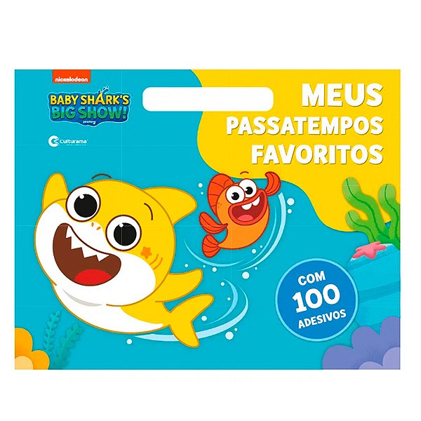 Livro Passatempos com 100 Adesivos - Baby Shark - 1 unidade - Culturama - Rizzo