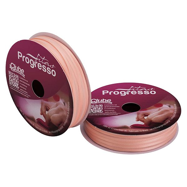 Fita Voal com Cetim Progresso 7mm nº1 - 10m Cor 392 Salmon - 01 unidade