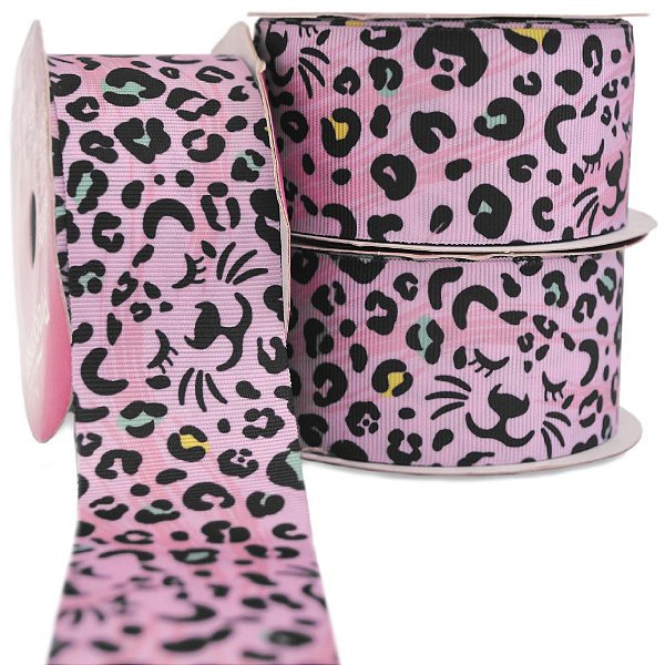 Fita de Cetim Animal Print Onça EGP009TR 143 - 38mm - 10 metros - Progresso - Rizzo Confeitaria