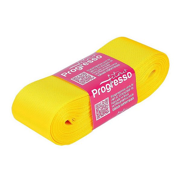 Fita Gorgurão Progresso 38mm nº9 - 10m Cor 763 Amarelo Gema - 01 unidade