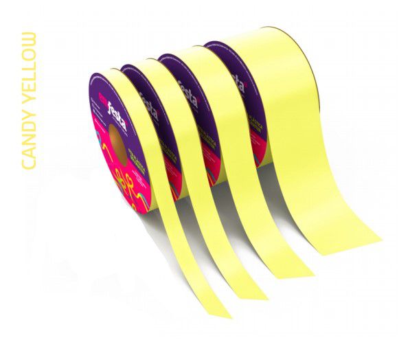Rolo Fita Lisa Candy Amarelo - 15mm x 50m - EmFesta