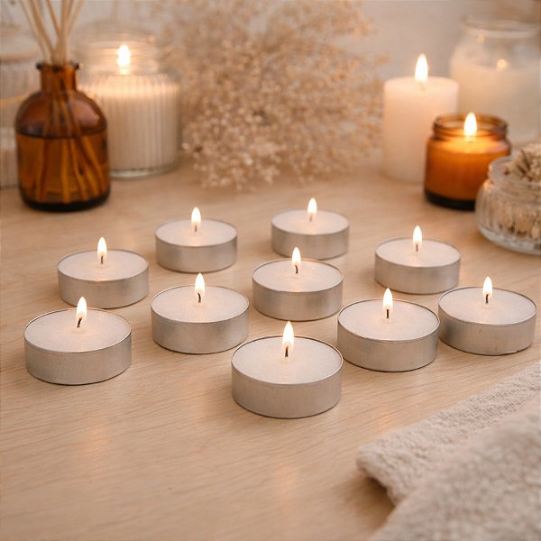 Vela Rechaud Branca Base em Alumínio - 3,5cm - 10 unidades - Rizzo