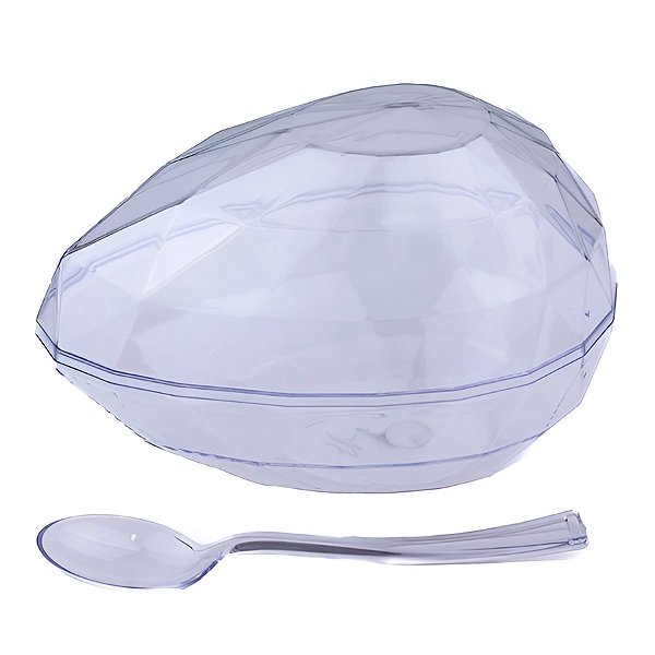 Casca de Acrílico Ovo Diamante G (350g) com Colher - 4 unidades - BlueStar - Rizzo