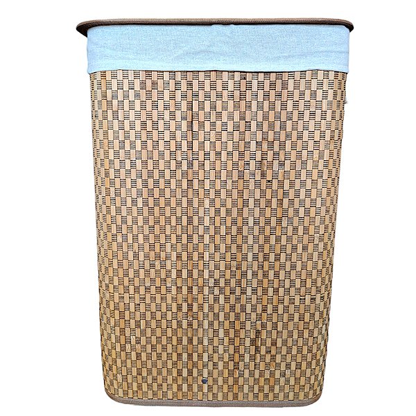 Cesto de Bambu Listrado Retangular com Forro - 40x30x60cm - 1 unidade - Rizzo