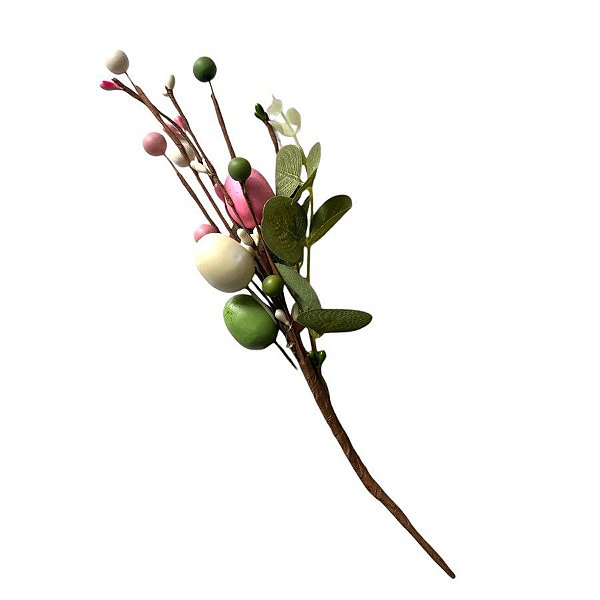 Galho Decorativo Ovos de Páscoa - Colorido - 30cm - 1 unidade - Rizzo