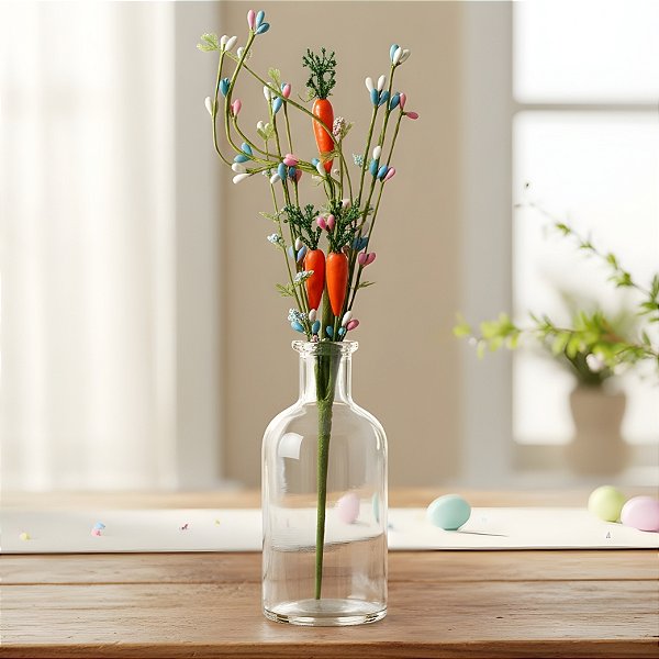 Enfeite Decorativo de Páscoa - Galho de Cenouras - Colorido - 37cm - 1 unidade - Rizzo