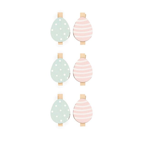 Mini Prendedor Decorativo De Páscoa - Ovo de Páscoa Rosa e Verde - 4,5cm - 6 unidades - Cromus - Rizzo