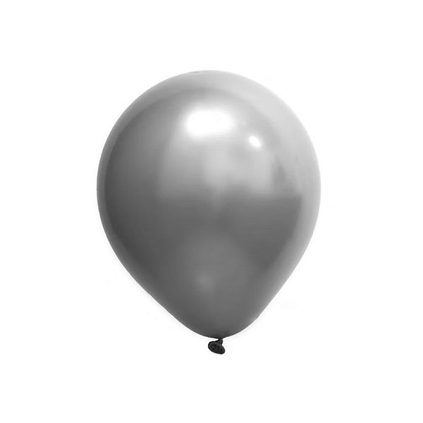 Balão de Festa Redondo Profissional Látex Cromado 24'' 60cm - Prata - 3 unidades - Art Latex - Rizzo Balões - Lançamento