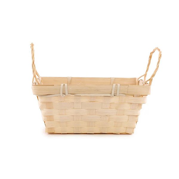 Cesta Decorativa de Bambu Retangular com alça - 18cm - 1 unidade - Cromus - Rizzo