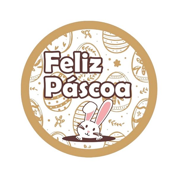 Etiqueta Adesiva - Páscoa Coelho Toca - 4cm - 60 unidades - Rizzo
