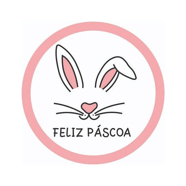 Etiqueta Adesiva - Páscoa Coelho Rosa - 4cm - 60 unidades - Rizzo