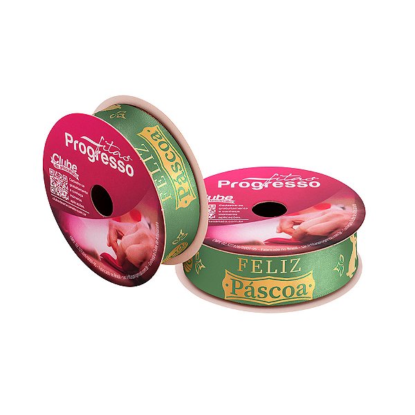 Fita de Cetim 10m x 22mm - Cor 1049 - Feliz Páscoa Verde - Rolo 10 metros  - 1 unidade - Progresso - Rizzo