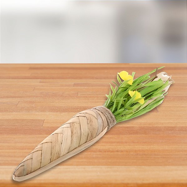Enfeite Decorativo de Páscoa - Cenoura de Palha - 35cm - 1 unidade - Cromus - Rizzo