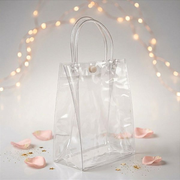 Sacola Transparente Botão - 20x10x30cm - 10 unidades - Rizzo